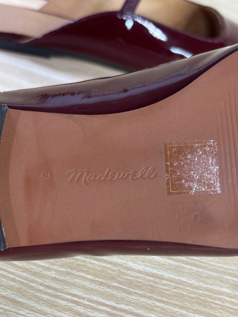 Madewell Burgundy Patent Leather Mary Jane Flats Womens Slip On - Picture 2 of 7